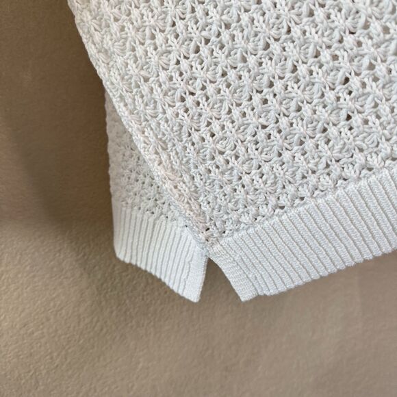 NWT Talbots Sweater Womens Plus 3X Collared Pullover Crochet Open Knit White - Picture 5 of 12